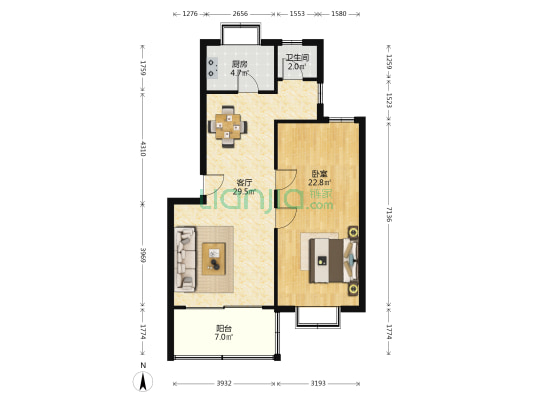 长轴社区 1室1厅1卫 80平方