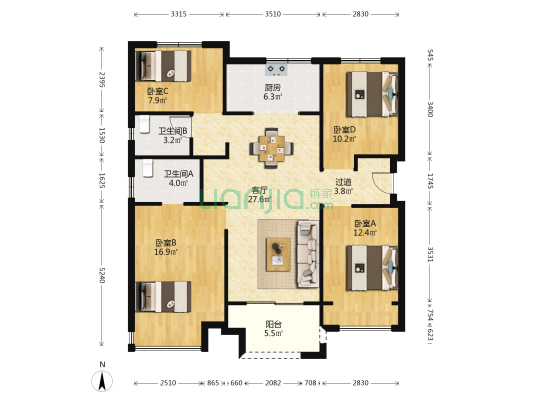 和昌水岸花城桂熙里 4室1厅2卫 128平方