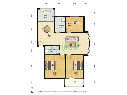 祥源 · 72名座 3室2厅2卫 125平方