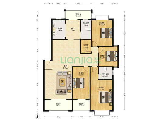 望福佳园 5室2厅2卫 181平方