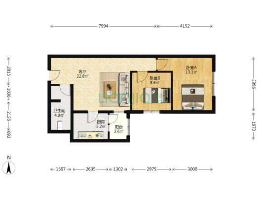 棠颂雅苑 2室1厅1卫 77平方