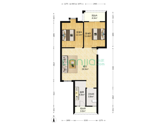 水电十局上基地家属院 2室1厅1卫 78平方