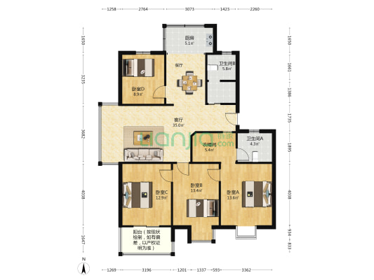 春色江南丝竹苑 4室1厅2卫 138平方