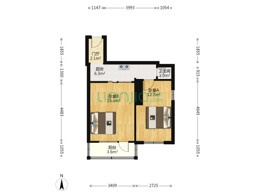 双兴街（大菜市商圈） 2室0厅1卫 46平方