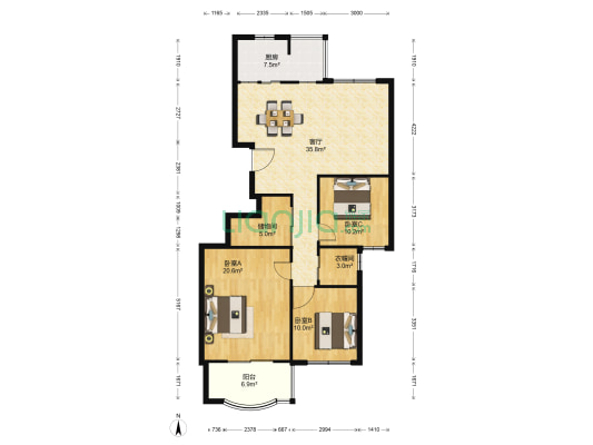 剑桥公馆 3室1厅0卫 124平方