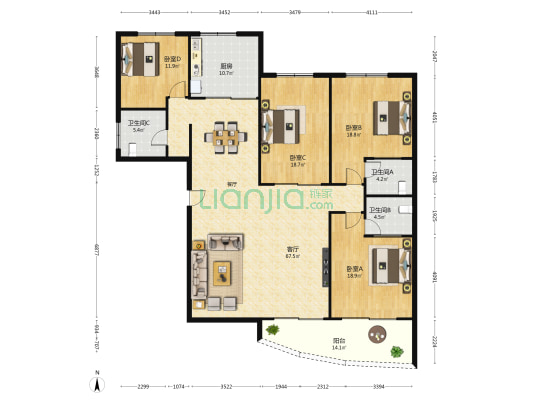 景湾豪苑 4室1厅3卫 210平方