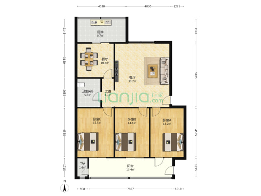 交通厅家属院 3室2厅2卫 144平方