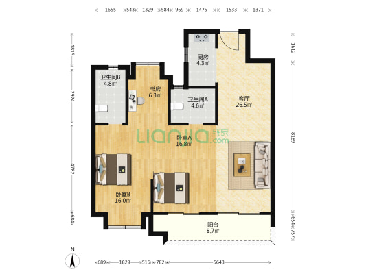 武汉国博新城凤栖居 3室1厅2卫 105平方