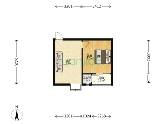 关育路16号院 1室1厅1卫 38平方