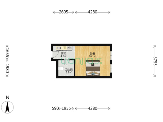 美客多水岸学庭 1室0厅1卫 42平方