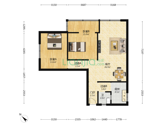 张家巷15号 2室1厅1卫 80平方