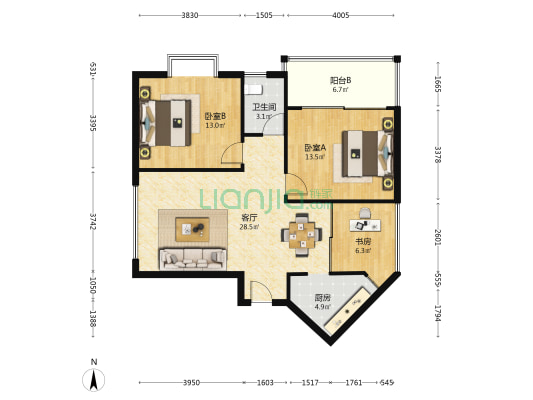 金碧雅苑 3室1厅1卫 98平方