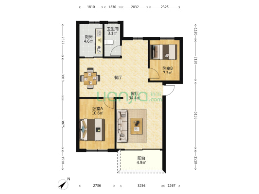 侨爱互助社区 2室1厅1卫 74平方