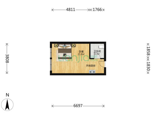 龙门天玺 1室0厅1卫 43平方
