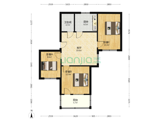 银海花园 3室1厅1卫 83平方