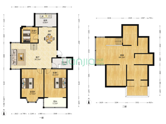 绿竹苑 3室1厅1卫 105平方