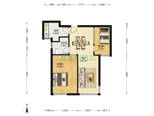 林语美墅 2室1厅1卫 71平方