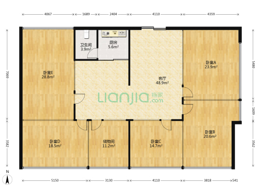 武汉东瞰江写字楼 5室1厅1卫 207平方