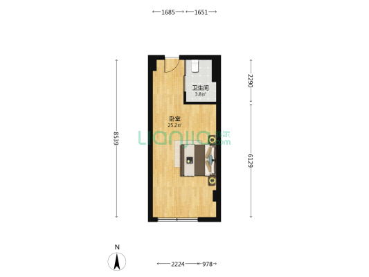 创业大厦 1室0厅1卫 45平方