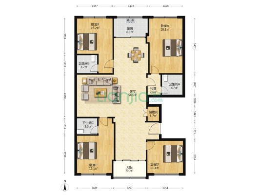 建设西路 4室1厅3卫 175平方