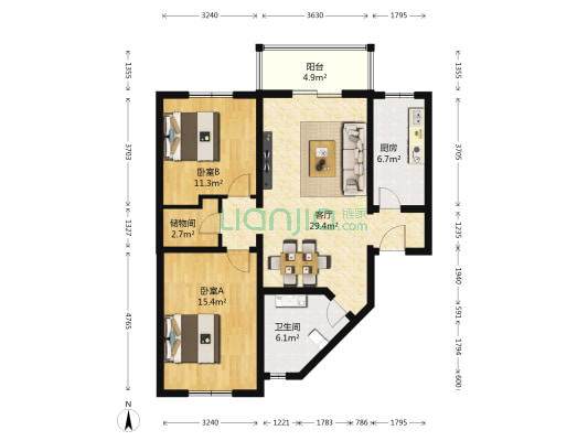 望兴居 2室1厅1卫 94平方