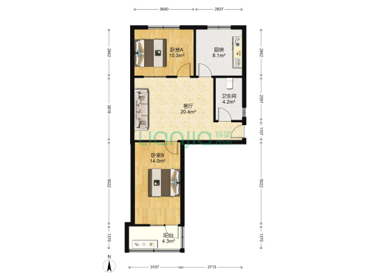 花园路24号院 2室1厅1卫 74平方