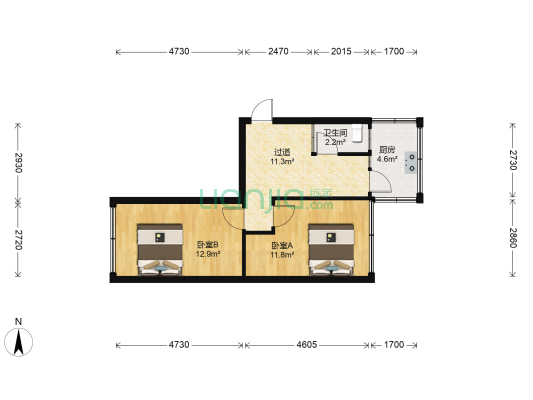 江城大街33号 2室0厅1卫 55平方