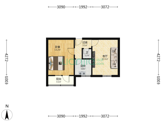 焦家湾南路社区（南环路） 1室1厅1卫 41平方