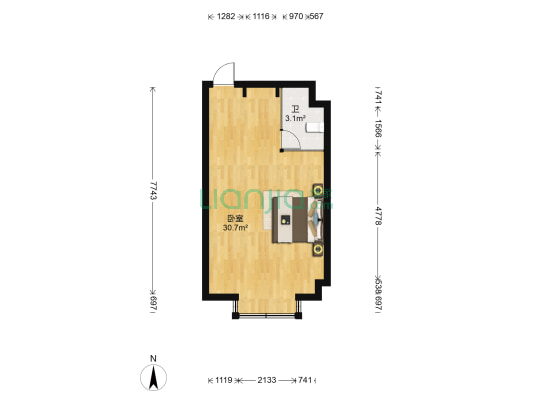 中胜大厦 1室0厅1卫 48平方