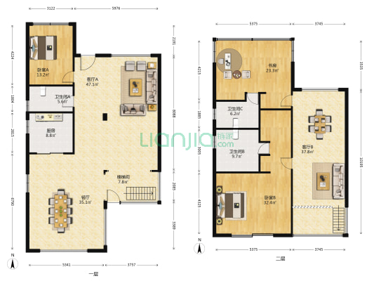 康桥半岛五期 3室3厅3卫 252平方