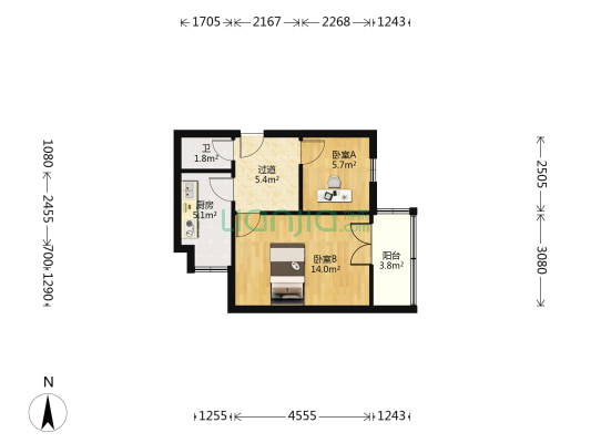 黄河小区（泉山区） 2室0厅1卫 44平方