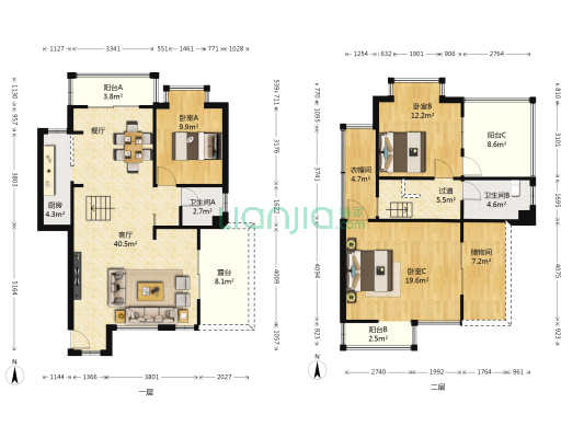 百年明日城市 3室1厅2卫 122平方
