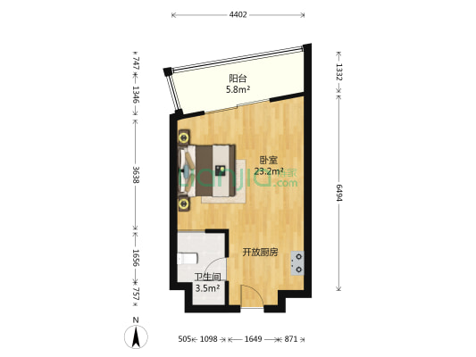 达利广场 1室0厅1卫 45平方
