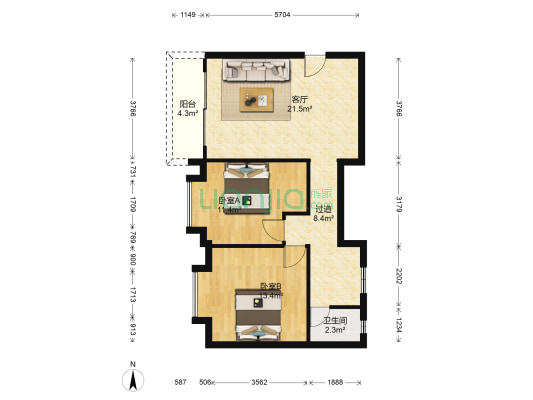怡景居 2室1厅1卫 71平方