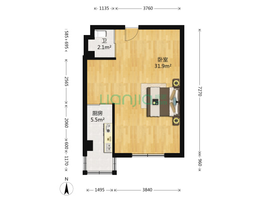 天茂城中央B区 1室0厅1卫 54平方