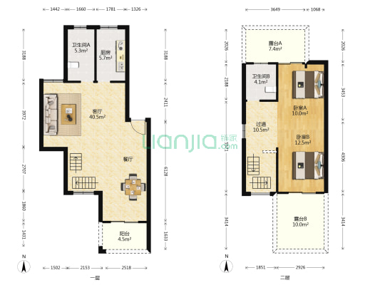 廊桥丽苑 2室1厅2卫 116平方