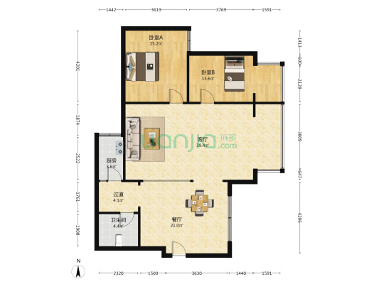 豪瑞新界 2室2厅1卫 133平方