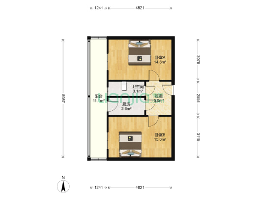 银角公寓 2室0厅1卫 40平方