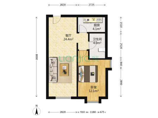 东亚盛世滨江 1室1厅1卫 67平方