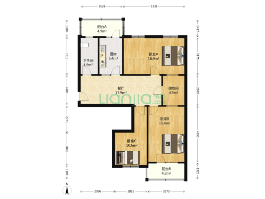 半坡东街 3室1厅1卫 102平方