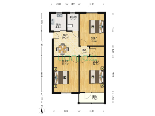 惠龙新村D区177-191号 3室1厅1卫 82平方