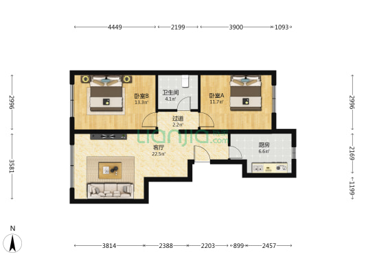 金成雅苑 2室1厅1卫 89平方