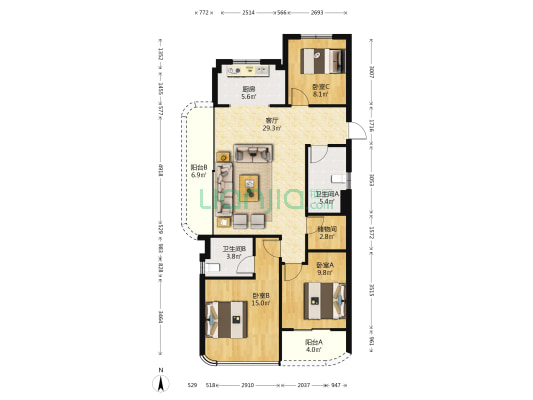 金昌白鹭凤林 3室1厅2卫 115平方