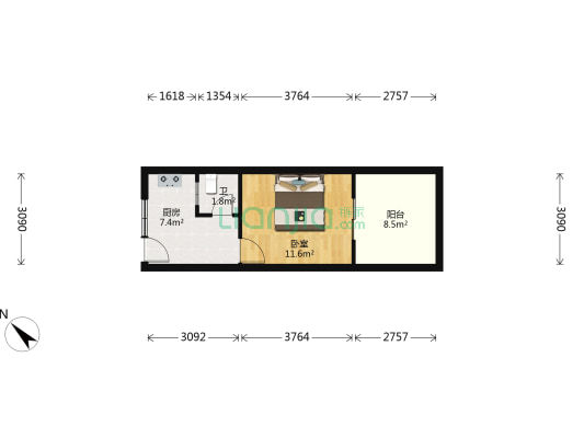 花雨苑 1室0厅1卫 30平方