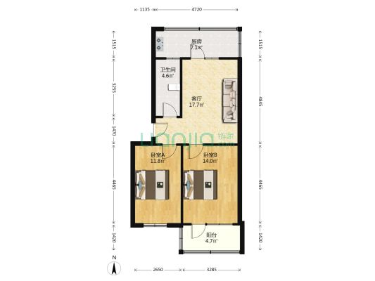 五一东街小区 2室1厅1卫 63平方