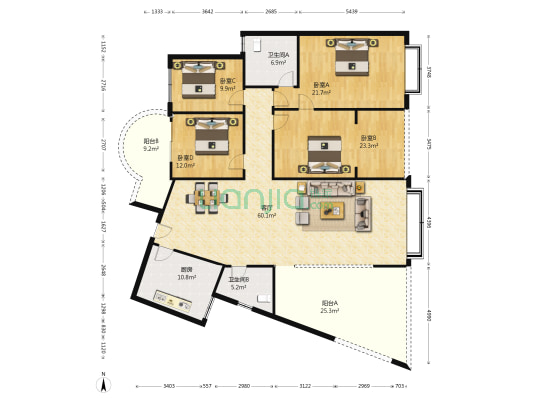 银海大厦（璧山） 4室1厅2卫 196平方