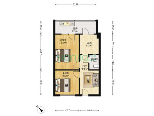 拐枣树街26号 2室0厅1卫 56平方