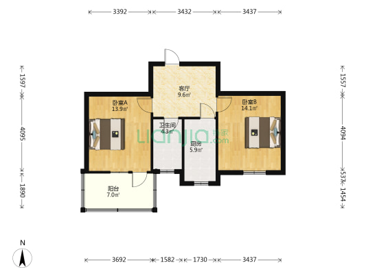 桐柏南路38号院 2室1厅1卫 63平方