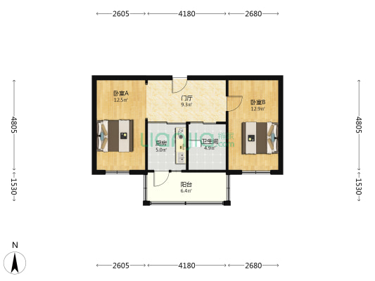 丰润街 2室0厅1卫 62平方