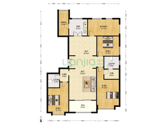 万达公馆 4室2厅2卫 197平方